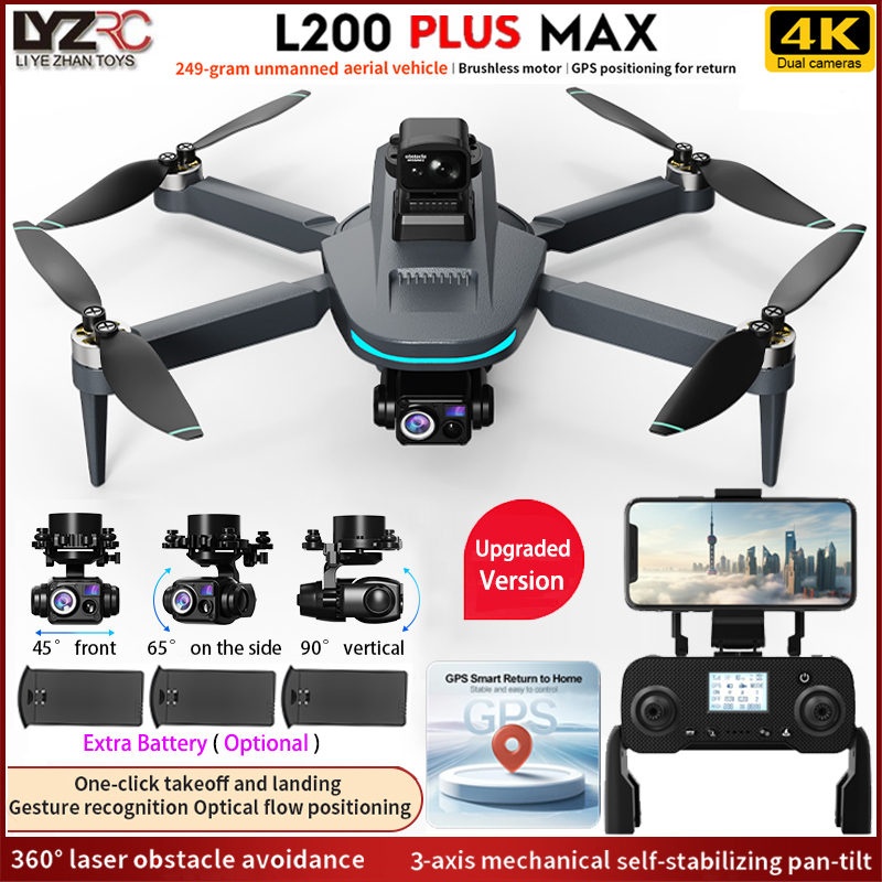 Fpv Brushless Rc Drone 4K - NEW L200 PLUS MAX GPS Drone