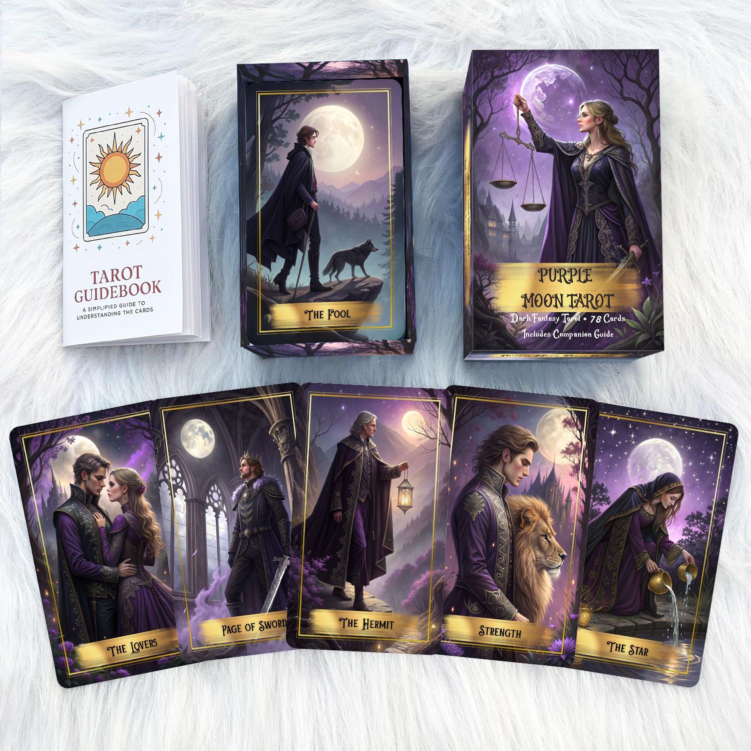 Purple Moon Tarot Cards Deck w - Tarot Cards Deck With Guidebook 评论和价格
